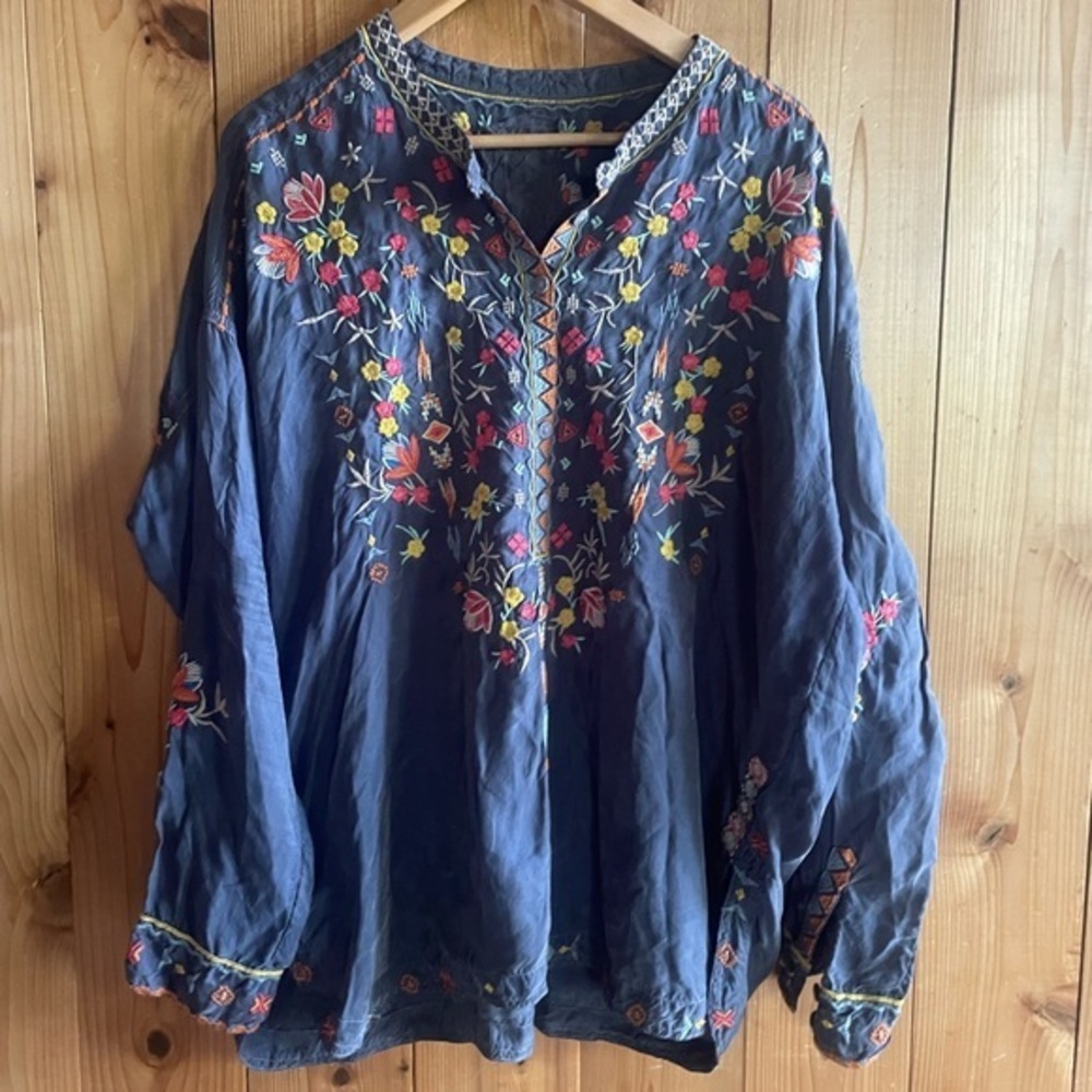 Johnny Was Tunic Embroidered Cupro M